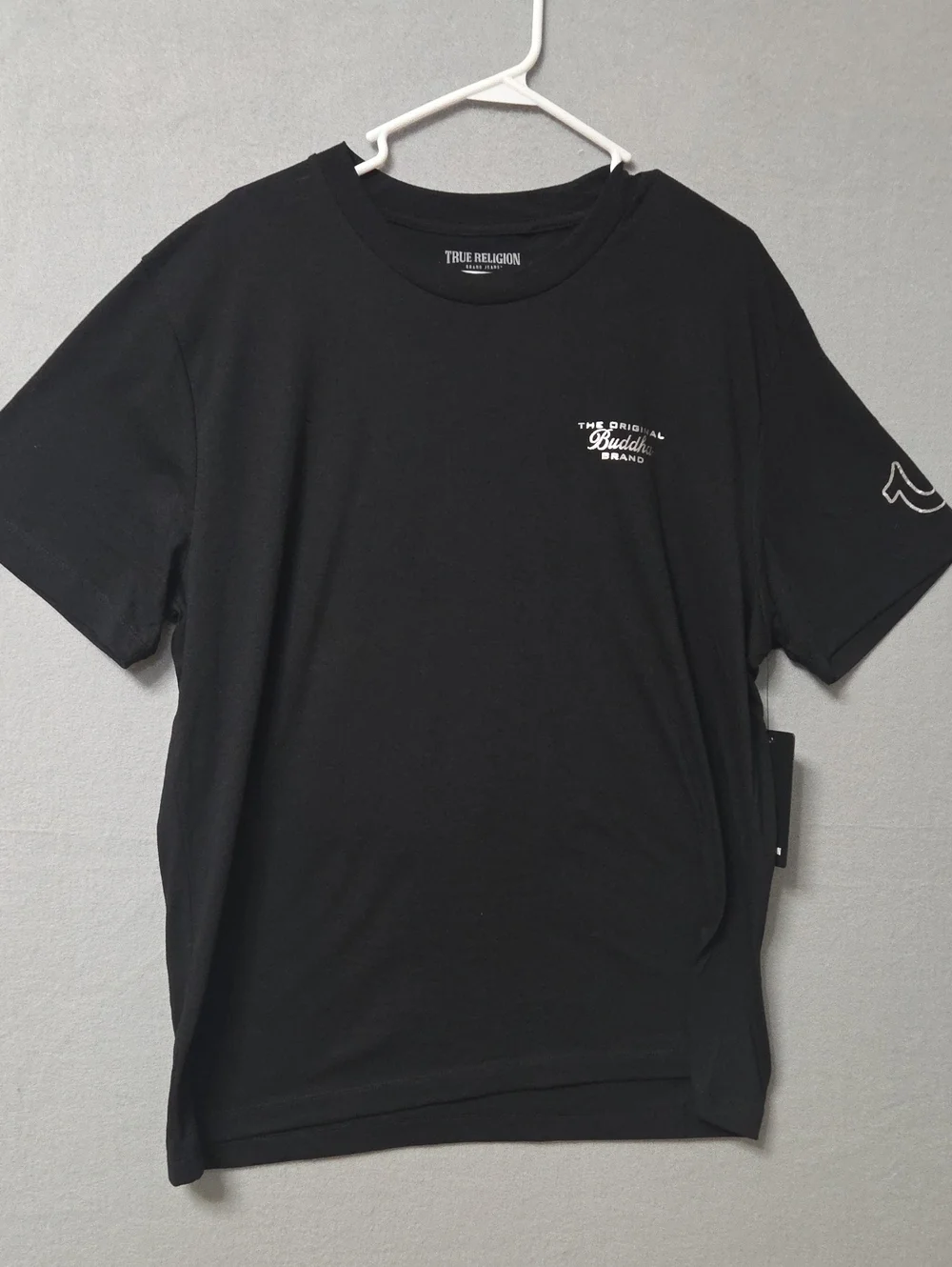 True Religion Black Short Sleeve Crewneck Tee with White Logo